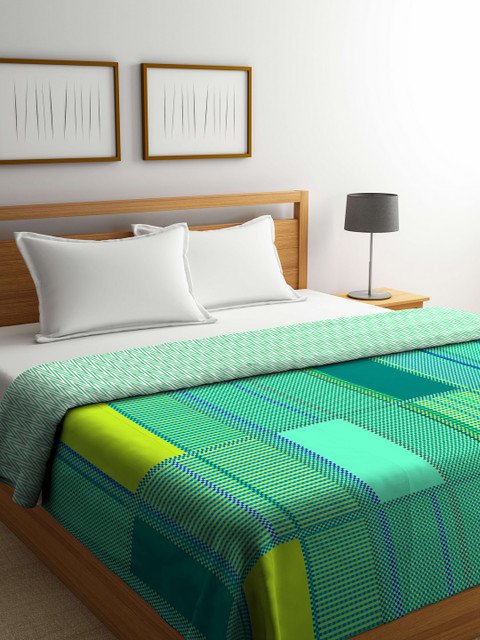 

Portico New York Green Checked AC Room 120 GSM Double Bed Comforter
