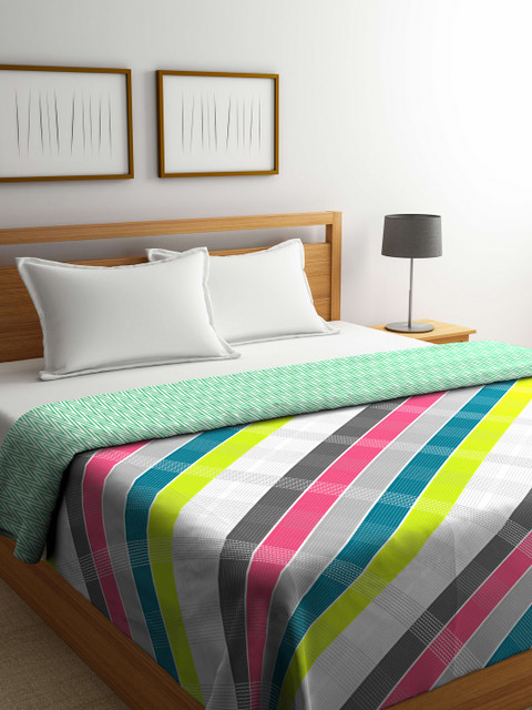 

Portico New York White & Green Striped AC Room 120 GSM Double Bed Comforter