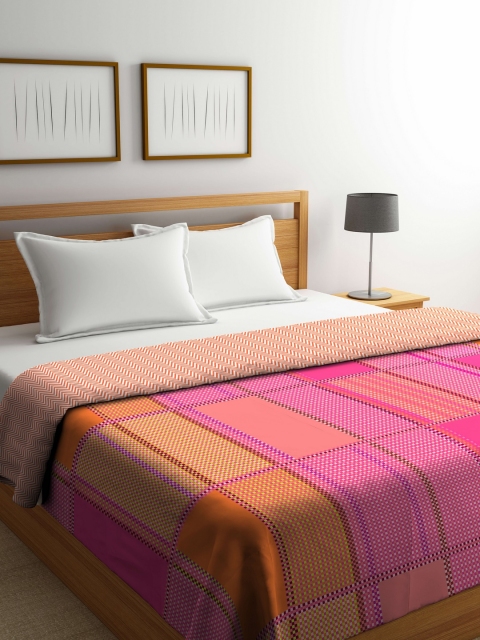 

Portico New York Pink Checked AC Room 120 GSM Double Bed Comforter