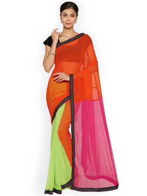 

Florence Multicoloured Embroidered Poly Georgette Saree, Multi