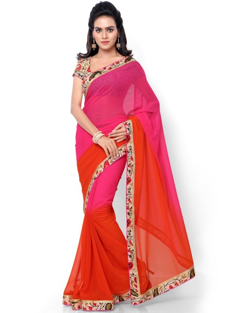 

Florence Pink & Orange Dyed Saree