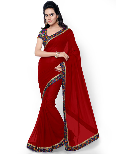 

Florence Maroon Solid Saree