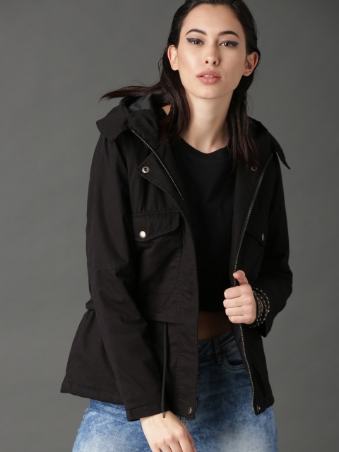 

Roadster Women Black Solid Tailored Jacket