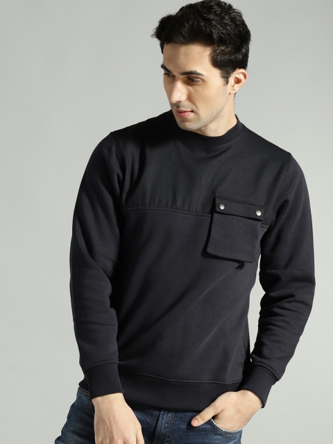 

Roadster Men Navy Blue Solid Sweatshirt