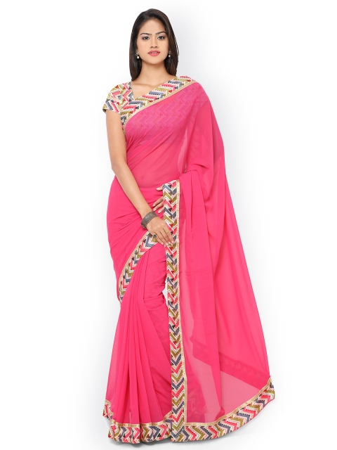 

Florence Pink Solid Saree