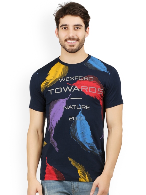 

WEXFORD Men Navy Blue Printed Round Neck T-shirt
