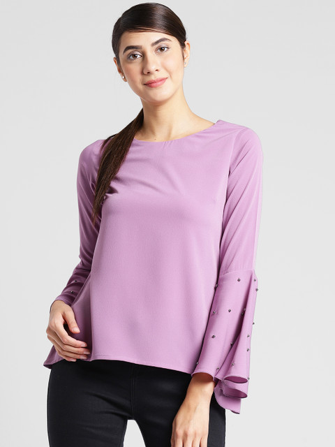 

plusS Women Mauve Embellished A-Line Top