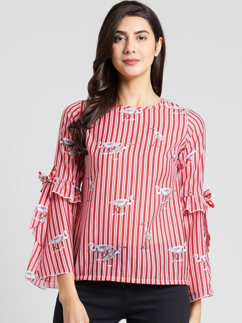 

plusS Women Red Striped Top
