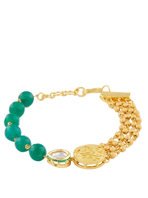 

Sia Art Jewellery Gold-Toned & Green Metal Gold-Plated Handcrafted Bangle-Style Bracelet