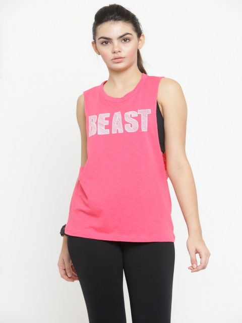 

Invincible Women Pink Printed Scoop Neck Athleisure T-shirt