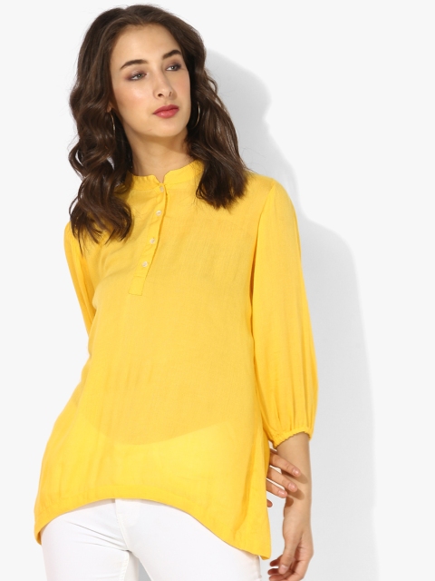 

Sangria Women Yellow Solid High-Low Top