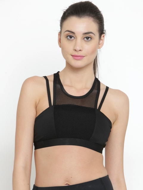 

PrettyCat Black Solid Non-Wired Lightly Padded Sports Bra