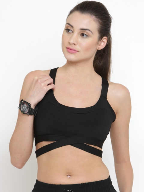 

PrettyCat Black Solid Non-Wired Lightly Padded Sports Bra PC-SB-5062