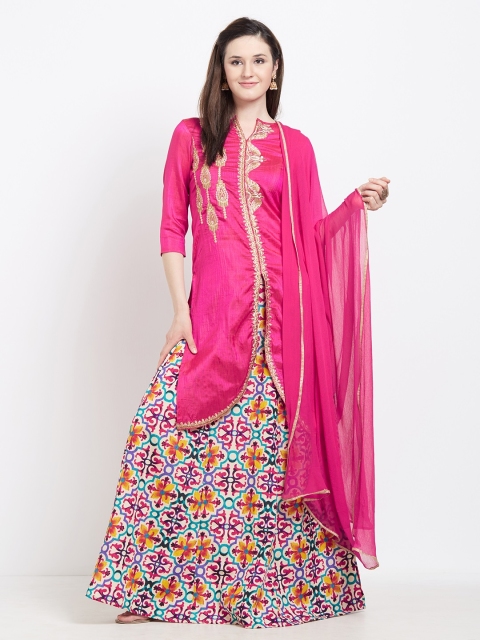 

Viva N Diva Pink Semi-Stitched Lehenga & Blouse with Dupatta