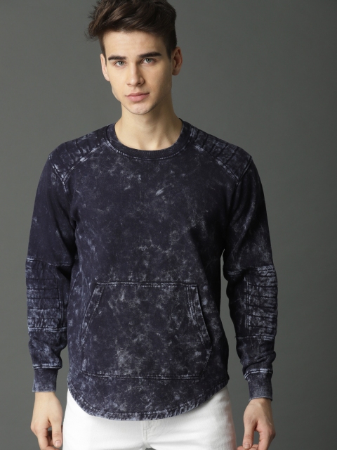 

Roadster Men Navy Blue Solid Sweatshirt