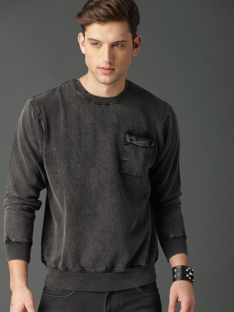 

Roadster Men Grey Solid Sweatshirt