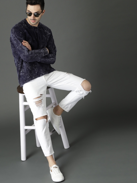 

Roadster Men Navy Blue Dyed Sweatshirt