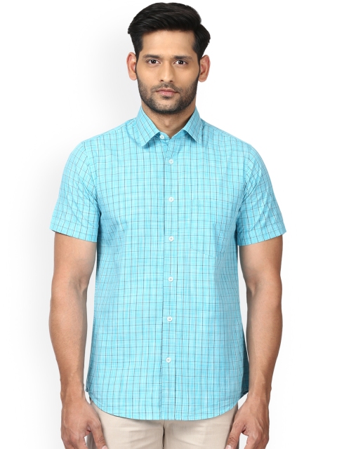 

ColorPlus Men Blue Tailored Fit Checked Casual Shirt