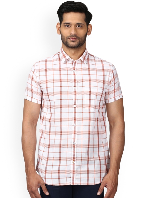 

ColorPlus Men White Regular Fit Checked Casual Shirt