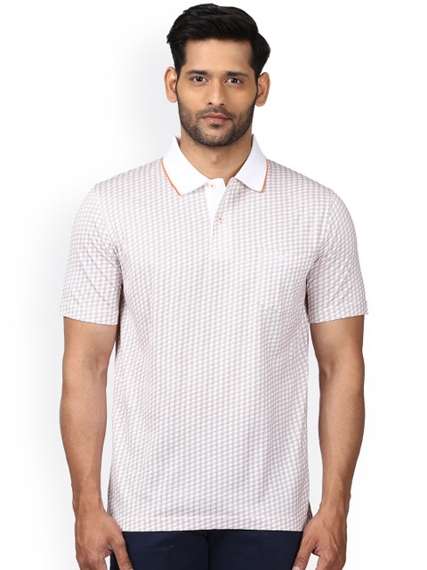 

ColorPlus Men Off-White Printed Polo Collar Classic Fit T-shirt
