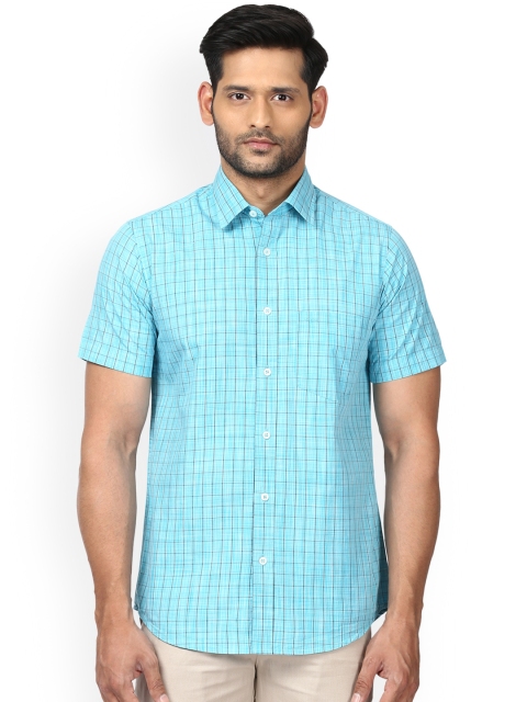 

ColorPlus Men Blue Tailored Fit Checked Casual Shirt