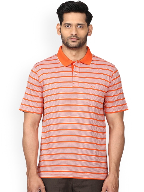 

ColorPlus Men Orange Striped Polo Collar Classic Fit T-shirt