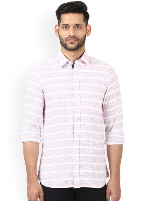 

ColorPlus Men Pink & Blue Tailored Fit Striped Casual Shirt