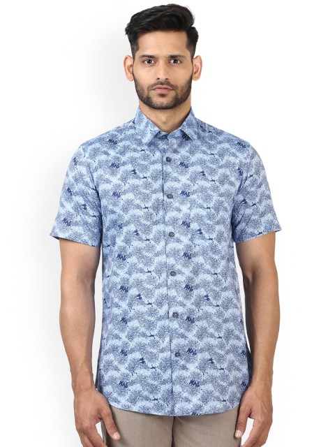 

ColorPlus Men Blue Tailored Fit Printed Casual Shirt