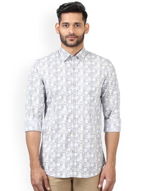 

ColorPlus Men Blue & Off-White Tailored Fit Printed Casual Shirt