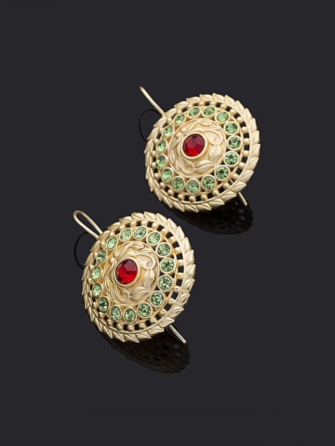 

Studio Voylla Gold-Toned & Red Circular Drop Earrings