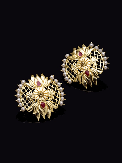 

Studio Voylla Gold-Toned & Pink Circular Studs