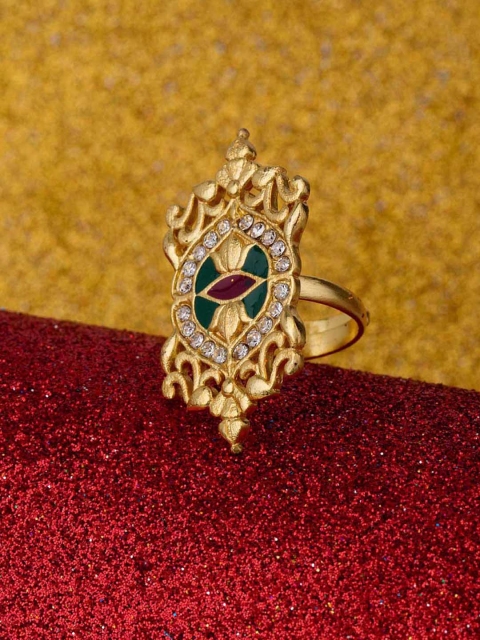 

Studio Voylla Gold-Plated Marvelous Mysore Royal Insignia Adjustable Ring