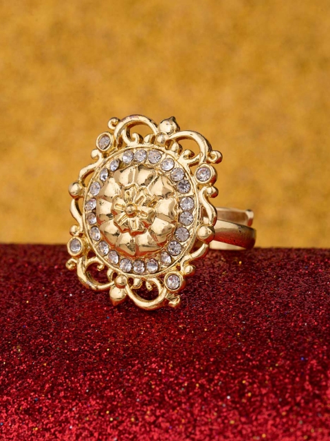 

Studio Voylla Gold-Plated & White Marvelous Mysore Adjustable Ring