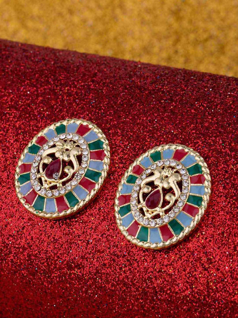 

Studio Voylla Gold-Toned & Green Circular Studs