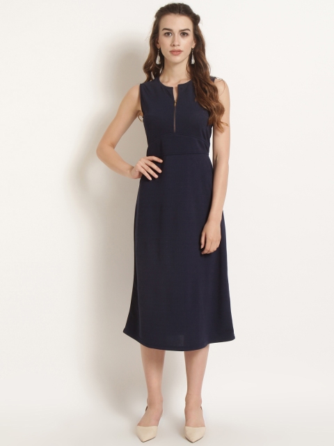 

RARE Women Navy Blue Solid A-Line Dress