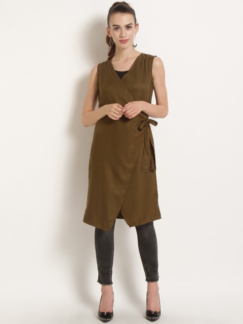 

RARE Olive Green Solid Open Front Shrug