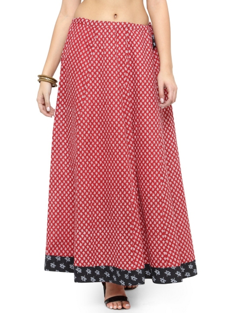 

Geroo Jaipur Women Red & White Printed A-Line Maxi Skirt