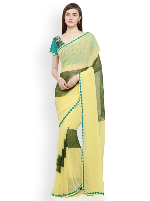 

Shaily Yellow Printed Pure Georgette Saree