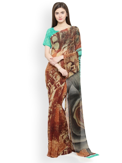 

Shaily Brown Printed Pure Georgette Saree