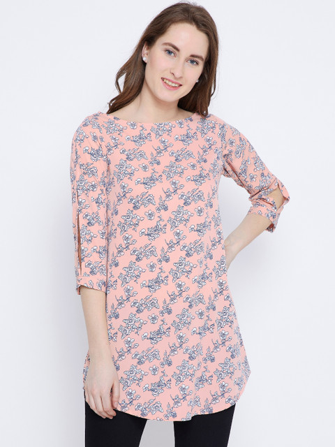 

Ruhaans Peach-Coloured Printed Tunic