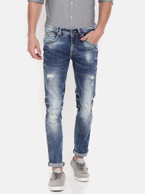 

SPYKAR Men Blue Skinny Fit Low-Rise Mildly Distressed Stretchable Jeans