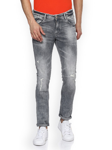 

SPYKAR Men Grey Skinny Fit Low-Rise Mildly Distressed Jeans