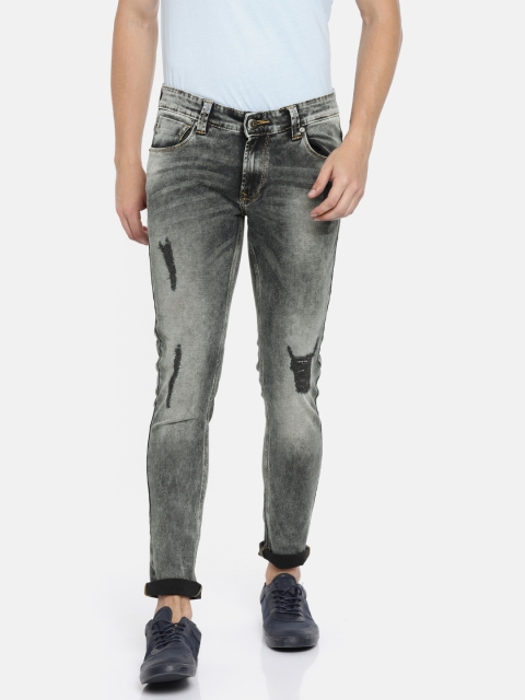 

SPYKAR Men Grey Super Skinny Fit Low-Rise Highly Distressed Stretchable Jeans