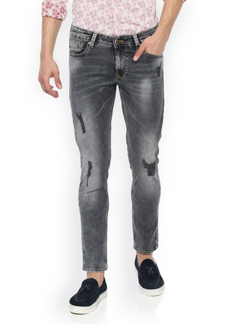 

SPYKAR Men Grey Super Skinny Fit Low-Rise Mildly Distressed Jeans