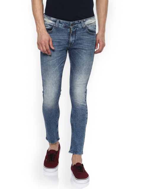 

SPYKAR Men Blue Super Skinny Fit Low-Rise Cropped Clean Look Jeans