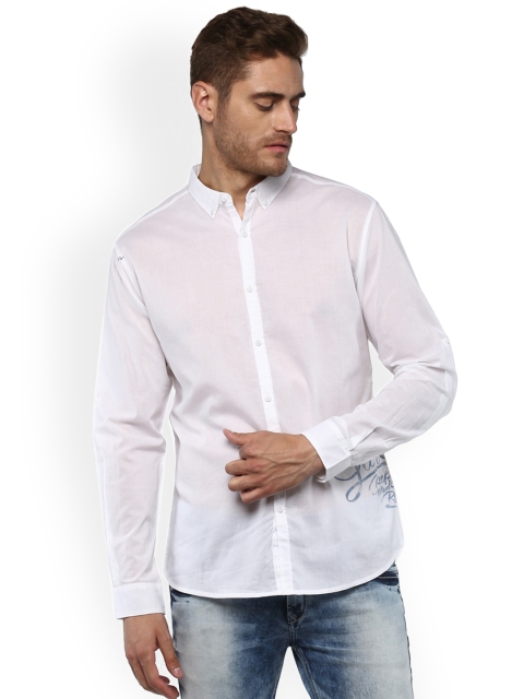 

SPYKAR Men White Slim Fit Printed Casual Shirt