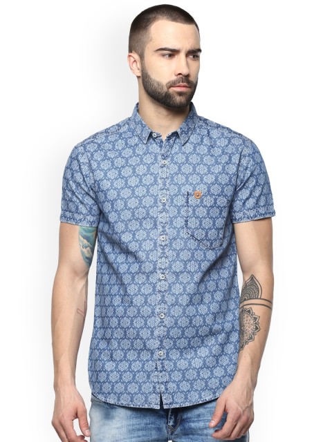 

SPYKAR Men Blue Slim Fit Printed Casual Shirt