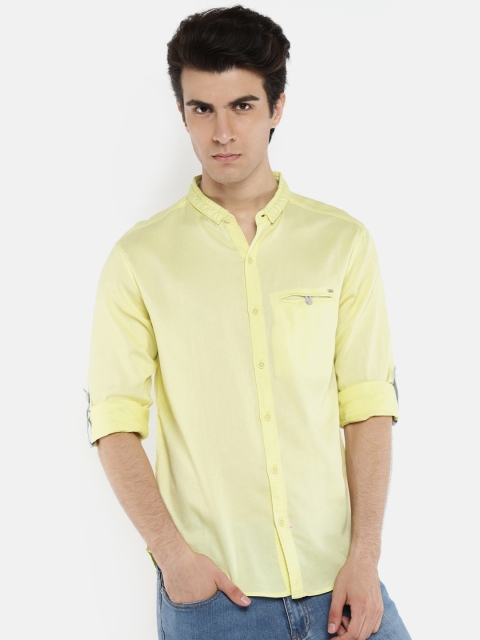 

SPYKAR Men Yellow Slim Fit Solid Casual Shirt