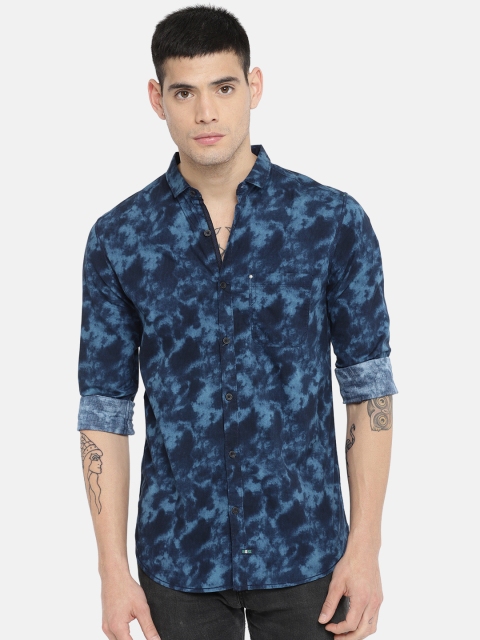 

SPYKAR Men Navy Blue Slim Fit Printed Casual Shirt