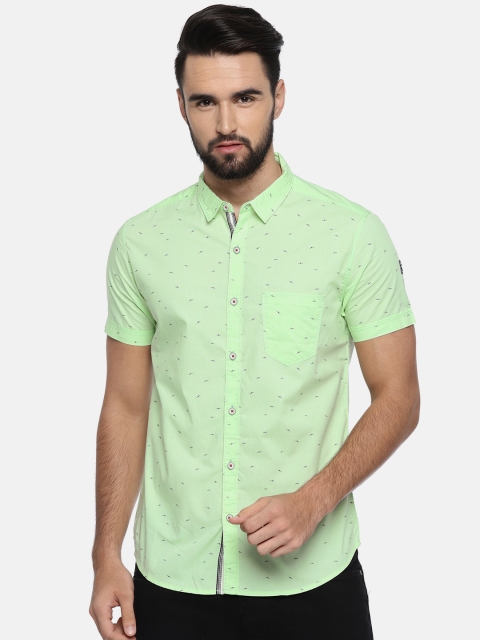 

SPYKAR Men Sea Green Slim Fit Printed Casual Shirt